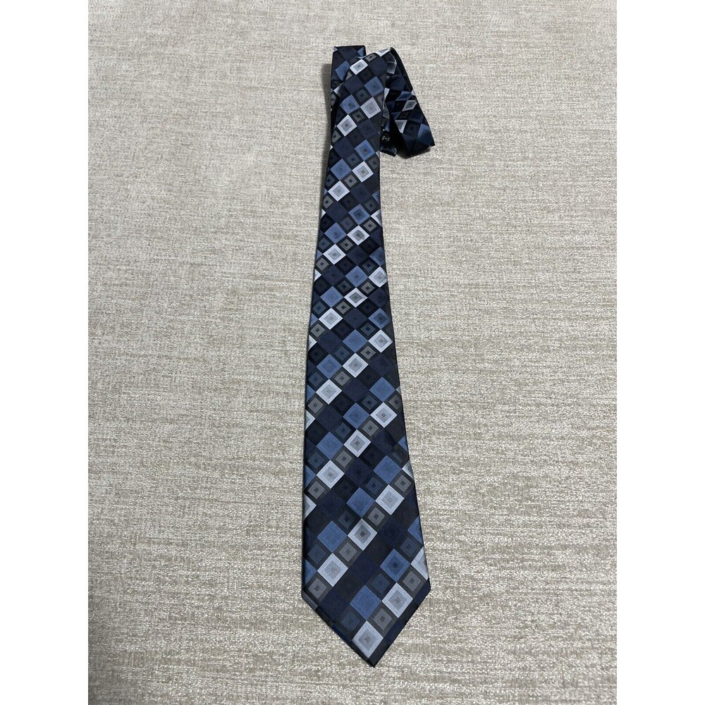 Versa Milan Tie  Blue Geometric Print